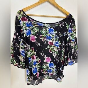 Milly Silk Flutter Short Sleeve Off Shoulder blouse